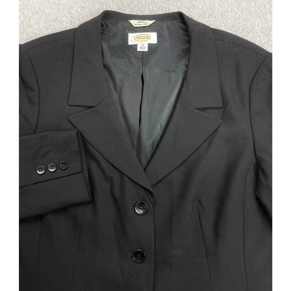 Talbots Blazer Womens 14 Black Wool Blend Stretch 3-Button Jacket